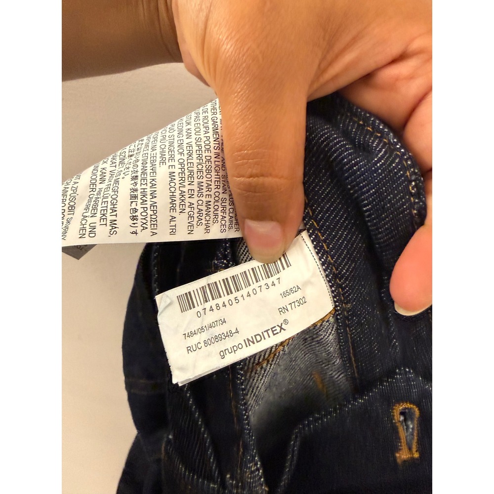 NWT Zara Wide Leg High Waisted Dark Wash Jeans with Belt Size 2 Streetwear - Picture 6 of 7